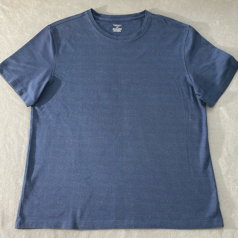 Van Heusen Blue Shirt Golf Mens Sz L Short Sleeve Pullover Knit Top Cotton Blend